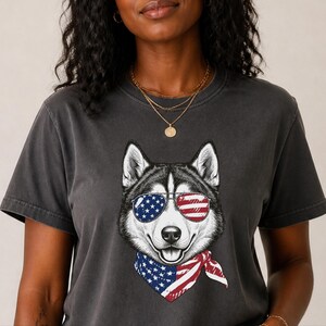 Comfort Colors Patriotic Husky Dog Shirt, Funny 4th of July Siberian Husky Tee, American Flag USA Dog Mom Shirt, Independence Day Siberian image 10