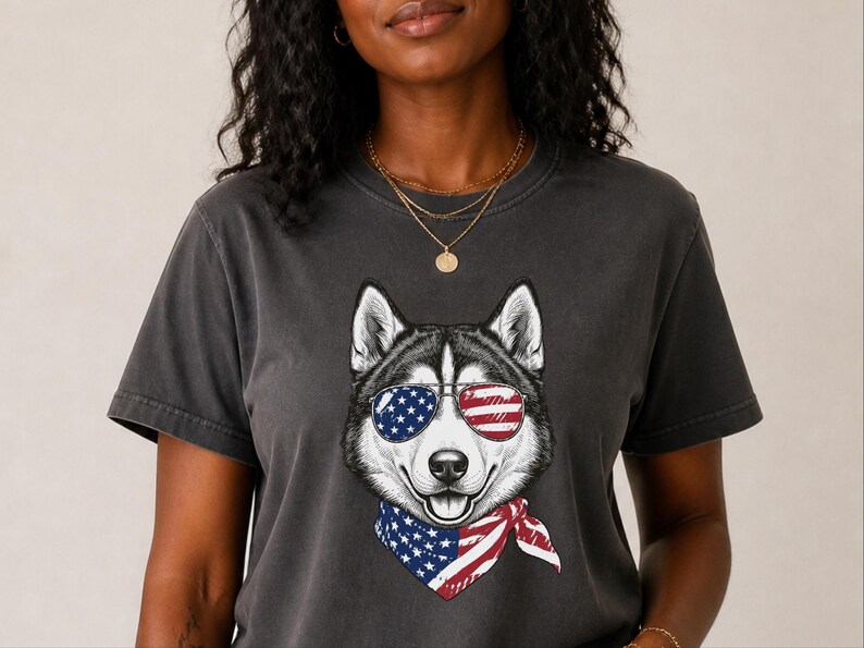 Comfort Colors Patriotic Husky Dog Shirt, Funny 4th of July Siberian Husky Tee, American Flag USA Dog Mom Shirt, Independence Day Siberian image 10
