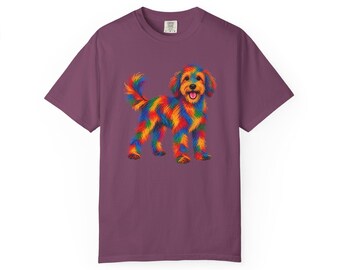 Aussiedoodle Shirt, Colorful Dog Art, Doodle Dog Gift, Aussiedoodle Mom Shirt, Rainbow Dog Lover Tee
