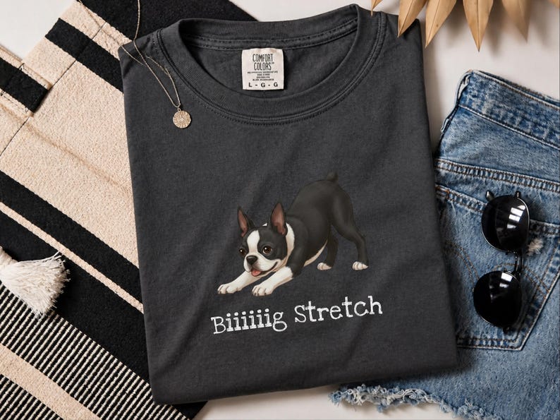 Comfort Colors Energetic Dog Biiiiig Stretch Boston Terrier Shirt, Funny Dog Lover Pet Owners Gift, Playful Boston Terrier Mom Tee image 10