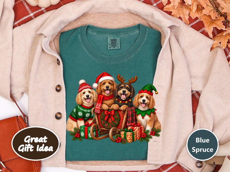 Christmas Cockapoo Shirt, Cockapoo Lover Gift, Holiday Dog Crewneck, Festive Puppy Top, Dog Mom Christmas Gift image 7