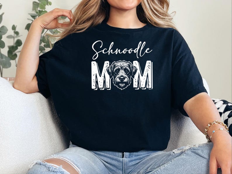 Camiseta Comfort Colors para amantes de los Schnoodle, camiseta para mamás de Schnoodle, sudadera de cuello redondo a la moda para mamás de perros, estampado retro de perros, regalo único para dueños de perros, regalos para amantes de los Schnoodle imagen 5