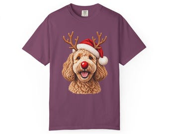 Christmas Goldendoodle Shirt, Goldendoodle Mom Gift, Holiday Dog Sweater, Rudolph Red Nose Doodle Crewneck, Festive Pet Lover Apparel