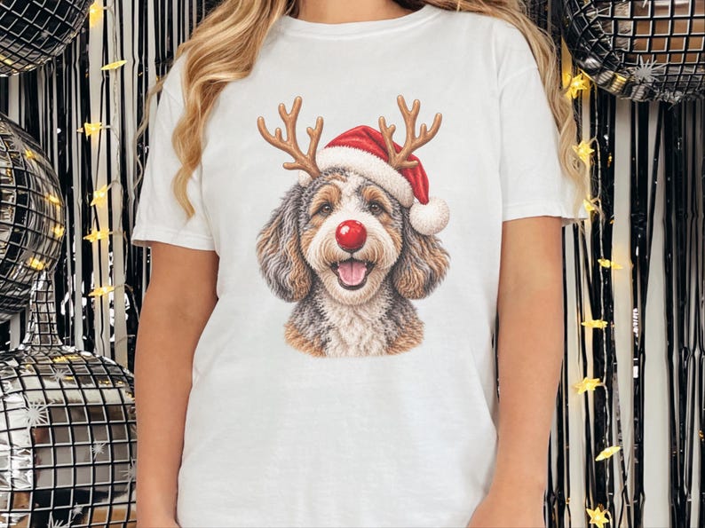 Aussiedoodle Christmas Shirt, Holiday Pet Gift, Christmas Dog Mom Sweatshirt, Festive Dog Tee, Aussiedoodle Lover Shirt image 9