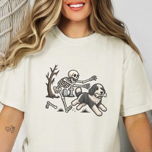 Sheepadoodle Skeleton Shirt, Spooky Dog Gift, Skeleton Dog Tee, Sheepadoodle Halloween Shirt, Funny Skeleton Dog Scene image 10