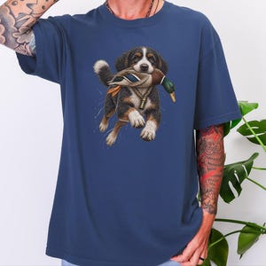 Bernedoodle jachtshirt, cadeau voor watervogeljager, shirt voor eendenjacht, T-shirt voor sportieve honden, cadeau voor Bernedoodle-eigenaar afbeelding 8
