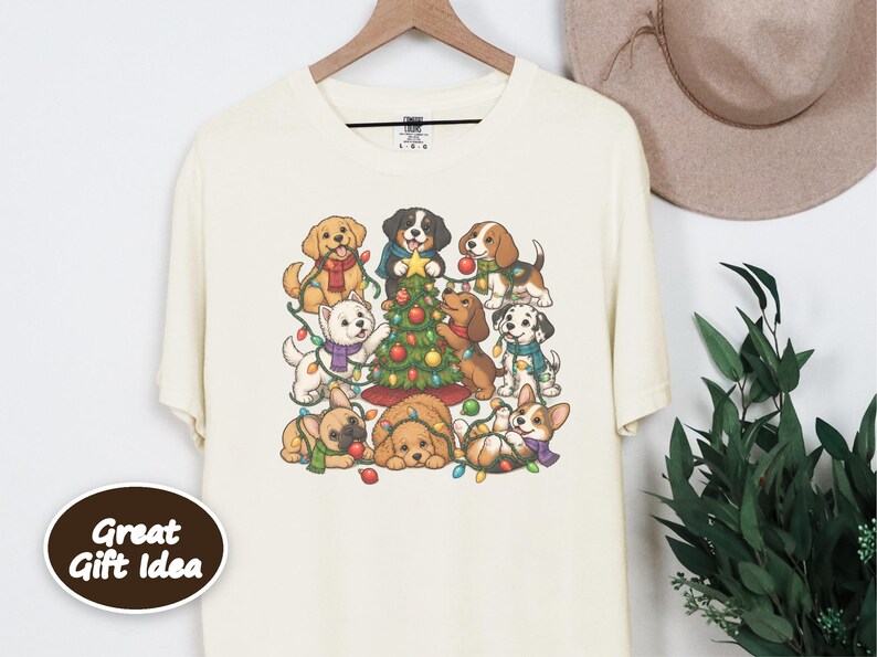 Christmas Dog Shirt, Holiday Puppies Gift, Festive Dogs Tee, Cute Puppy Christmas Sweater, Dog Lover Gift Idea image 5