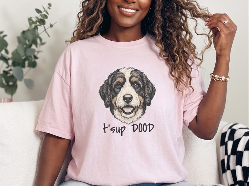 Comfort Colors Bernedoodle T-Shirt, T'sup Dood Dog Owner Tee, Tri-Color Bernese Mountain Dog Mix Shirt, Goldendoodle Sheepadoodle Doodle bild 10
