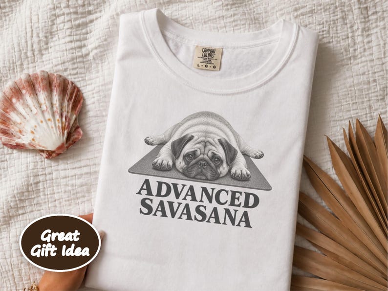 Pug Lover Shirt, Yoga Shirt Women, Pug Mom Gift, Funny Fitness Tee, Advanced Savasana Pug Shirt, Workout Humor Tee, Yoga Instructor Gift image 7