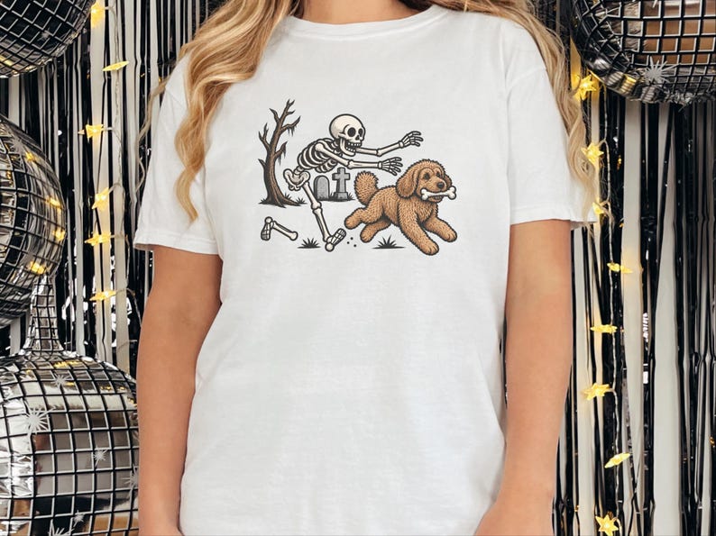 Skeleton Dog Shirt, Cockapoo Halloween Gift, Spooky Dog Tee, Funny Skeleton Shirt image 8