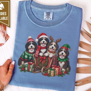 Christmas Bernedoodle Shirt, Festive Puppy Sweatshirt, Holiday Dog Lover Gift, Bernedoodle Christmas Gift, Winter Dog Shirt image 5