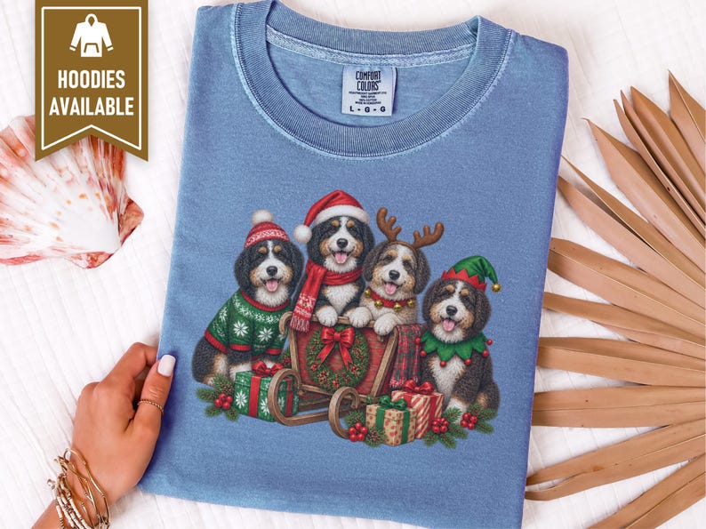 Christmas Bernedoodle Shirt, Festive Puppy Sweatshirt, Holiday Dog Lover Gift, Bernedoodle Christmas Gift, Winter Dog Shirt image 5