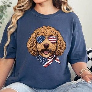 Comfort Colors Cavapoo Mom Shirt, Patriotic Dog Shirt, Cavapoo Owner Gift, American Flag Tee, USA Puppy Apparel, Red White Blue Top image 4