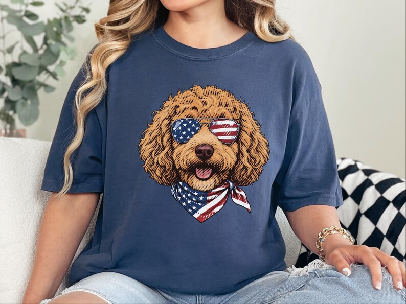 Comfort Colors Cavapoo Mom Shirt, Patriotic Dog Shirt, Cavapoo Owner Gift, American Flag Tee, USA Puppy Apparel, Red White Blue Top image 4