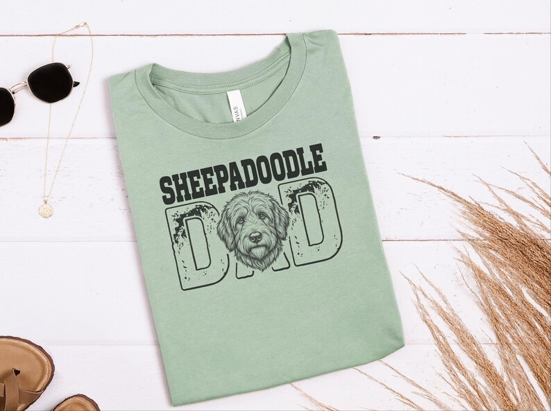 Sheepadoodle Dad Tee, Doodle Dad Shirt, Funny Dog Owner Graphic, Personalized Pet Lover Tee, Fathers Day Dog Parent Apparel, Funny Dog Tee image 2