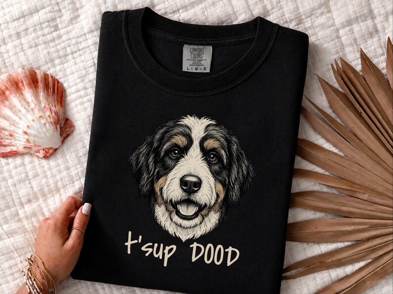 Comfort Colors Bernedoodle T-Shirt, T'sup Dood Dog Owner Tee, Tri-Color Bernese Mountain Dog Mix Shirt, Goldendoodle Sheepadoodle Doodle bild 3