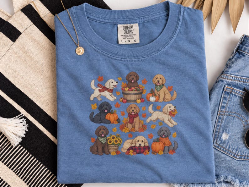 Labradoodle Mom Shirt, Autumn Dog Shirt, Fall Labradoodle Gift, Labradoodle Lover Tee, Cozy Season Shirt image 3