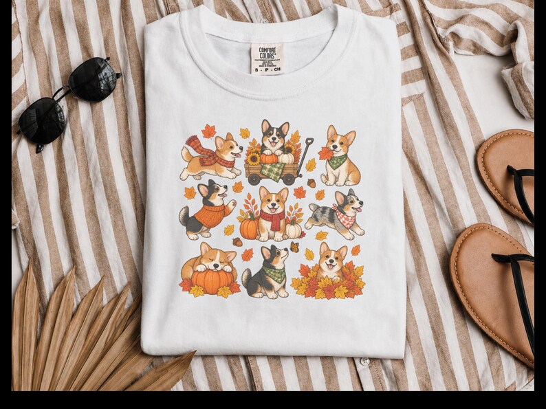 Autumn Corgi Shirt, Corgi Dog Gift, Fall Dog Mom Sweatshirt, Pumpkin Patch Tee, Corgi Lover Gift image 10