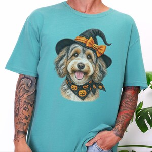 Witch Dog Shirt, Aussiedoodle Shirt, Doodle Mom Halloween Gift, Spooky Dog Lover Tee, Halloween Dog Shirt image 6