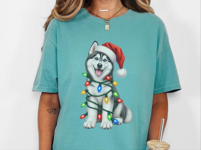 Husky Christmas Shirt, Husky Christmas Sweatshirt, Dog Christmas Gift, Holiday Dog Owner Gift, Siberian Husky Lover Tee image 4