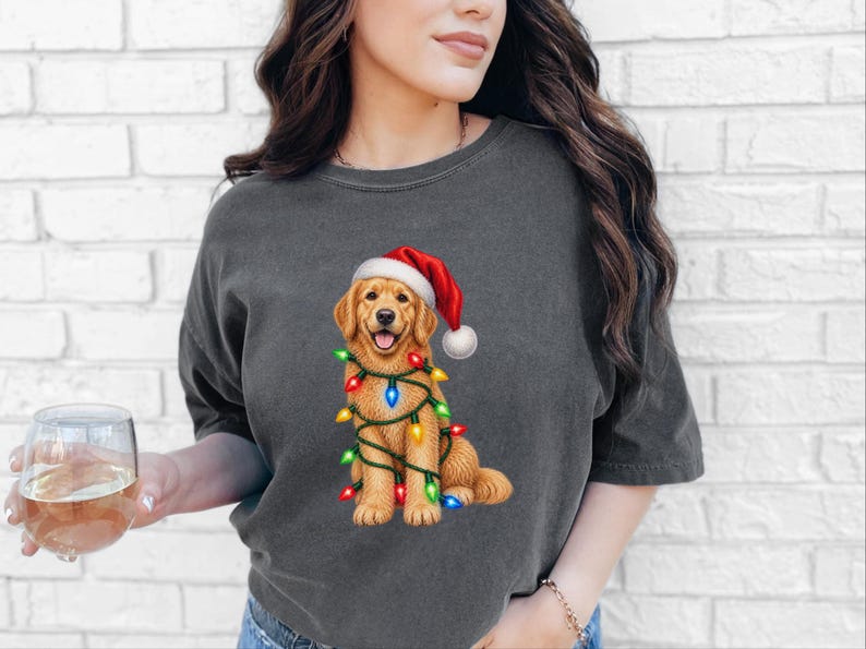 Camiseta navideña de Golden Retriever, regalo navideño para amantes de los perros, sudadera festiva para cachorros, regalo navideño para perros, camiseta de Retriever imagen 5