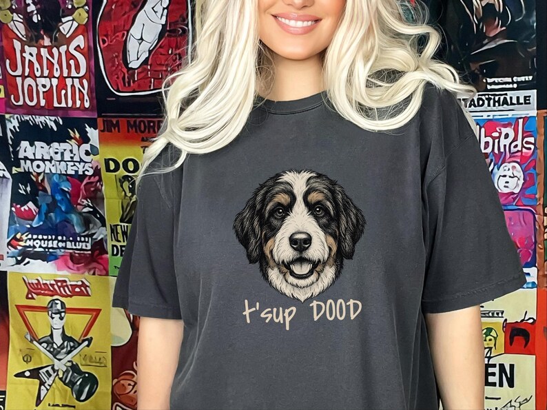 Comfort Colors Bernedoodle T-Shirt, T'sup Dood Dog Owner Tee, Tri-Color Bernese Mountain Dog Mix Shirt, Goldendoodle Sheepadoodle Doodle bild 4