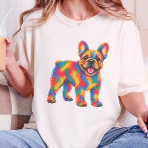 Frenchie Dog Shirt, Colorful Dog Art, French Bulldog Mom Gift, Frenchie Lover Present, Vibrant Pet Portrait Tee image 10