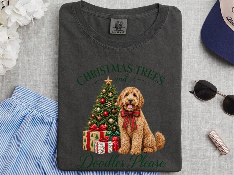Kerstshirt voor honden, kerstcadeau voor Labradoodles, kerstbomen en doodles, trui voor hondenmoeders, T-shirt voor Labradoodle-liefhebbers, feestelijke top voor huisdiereigenaren afbeelding 10