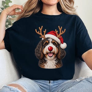 Bernedoodle Christmas Shirt, Christmas Bernedoodle Gift, Bernedoodle Mom Sweatshirt, Festive Dog Crewneck, Santa Paws Holiday Tee image 5