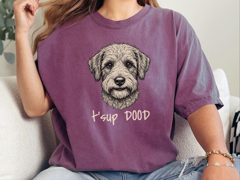 Comfort Colors Schnoodle Lover Sweatshirt | T'sup Dood Goldendoodle Dad Sweatshirt | Scruffy Labradoodle Owner T-Shirt, Doodle Dog Gift imagen 1