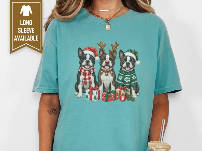 Boston Terrier Christmas Shirt, Dog Christmas Shirt, Boston Terrier Gift, Christmas Pet Shirt, Santa Dog Shirt, Holiday Dog Tee image 6
