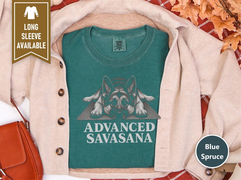 German Shepherd Shirt, Funny Dog T Shirt, Advanced Savasana, Yoga Lover Gift, Dog Owner Tee, Meditation Humor, Fitness Gift imagem 5