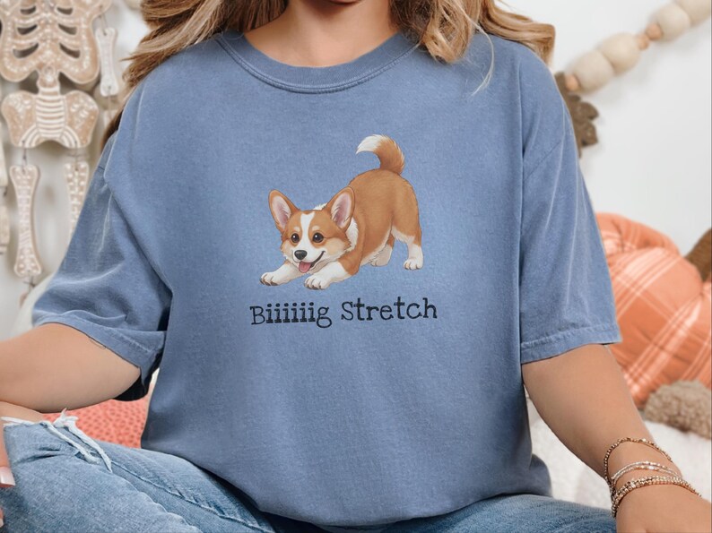 Comfort Colors Energetic Dog Biiiiig Stretch Corgi Tee, Corgi Fan Gift, Funny Animal Person Shirt, Pembroke Welsh Corgi Lover, Dog Owner image 4