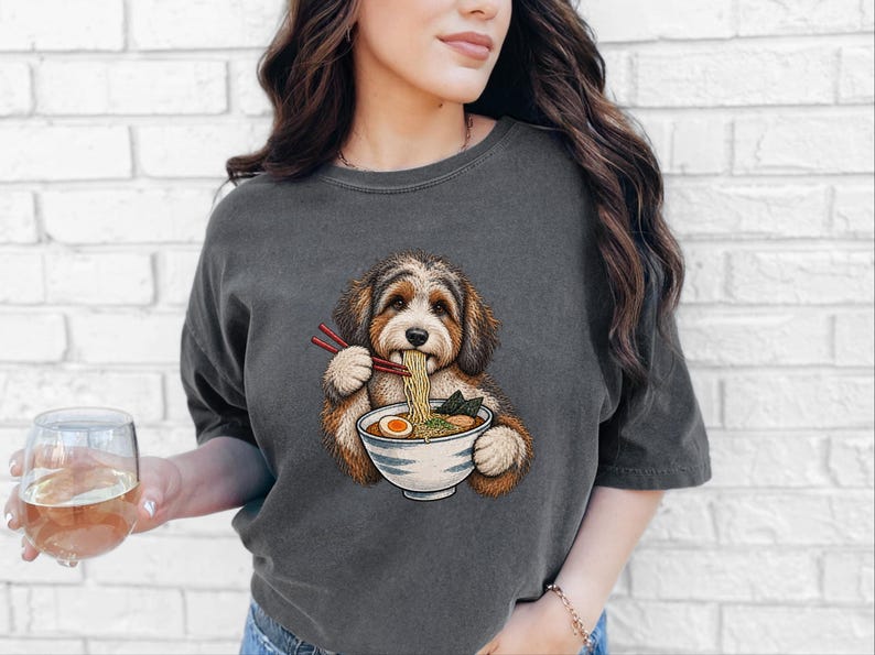Ramen-tröja för japansk matälskare, rolig nudelhundtröja, ramen-skål med grafisk design bild 9