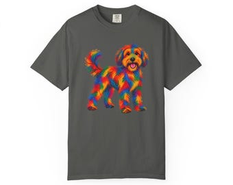 Schnoodle Dog Shirt, Schnoodle Owner Gift, Colorful Dog Art, Scribble Print Tee, Dog Lover Apparel