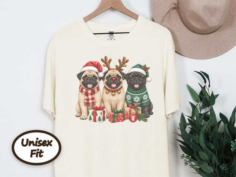 Christmas Pug Sweatshirt, Pug Christmas Gift, Holiday Dog Shirt, Pug Lover Sweatshirt, Festive Puppy Crewneck, Pug Mom Gift image 8