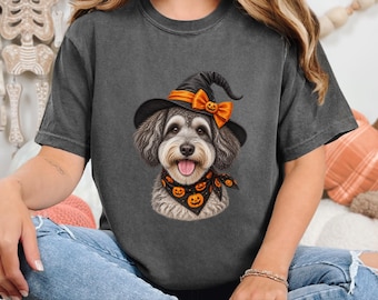 Witch Dog Shirt, Halloween Dog Mom, Schnoodle Mom Gift, Spooky Dog Sweatshirt, Fall Doodle Dog Tee