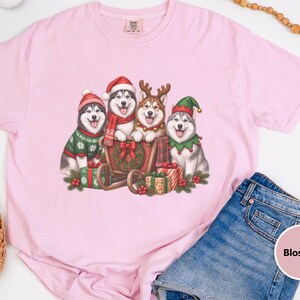 Siberian Husky Christmas Shirt, Husky Lover Gift, Festive Holiday Dog Sweatshirt, Santa Paws Xmas Tee image 1