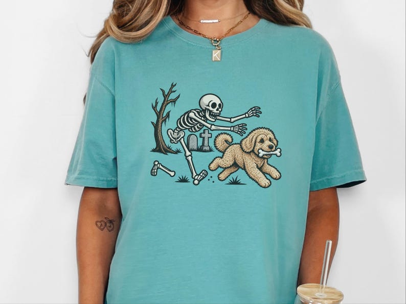 Maltipoo Halloween Shirt, Skeleton Dog Shirt, Funny Skeleton Art Tee, Spooky Dog Lover Gift, Vintage Halloween Dog Owner Apparel image 10