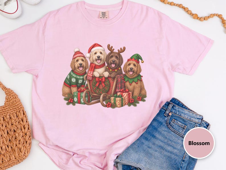 Christmas Labradoodle Shirt, Labradoodle Christmas Gift, Santa Dog Tee, Dog Mom Christmas Shirt, Holiday Pet Shirt, Labradoodle Lover Gift image 1
