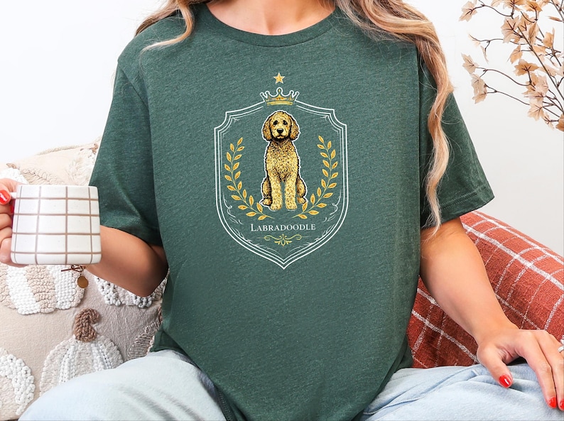 Golden Labradoodle Royal Crest Shirt, Regal Pet Art Goldendoodle Hoodie, King Dog Portrait Labradoodle Tee, Dog Lover Gift image 5