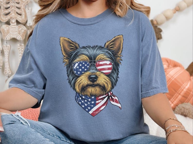 Yorkshire terrier, amerikansk flagga, hund, present, present, present, gåva bild 9