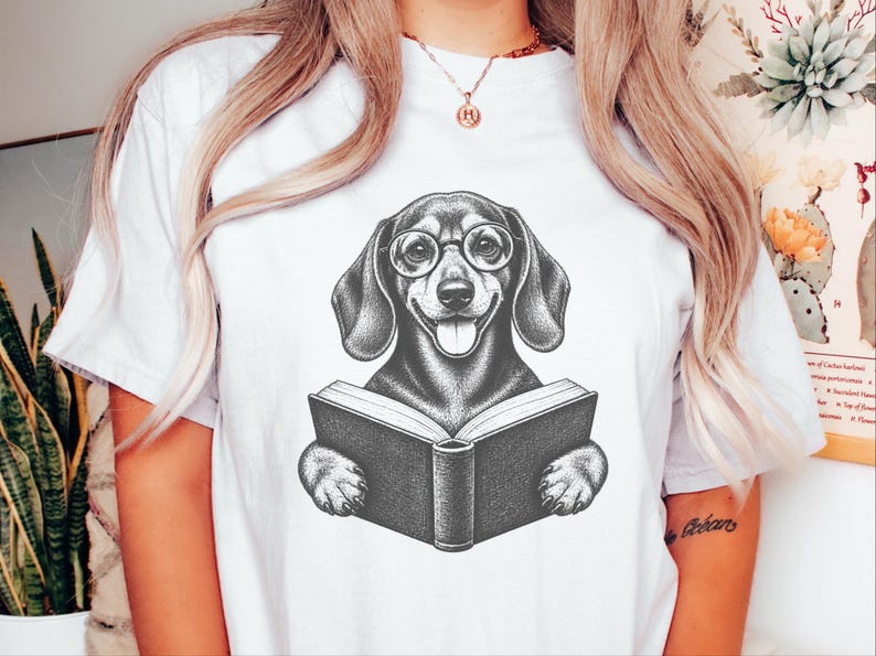 Camiseta de lectura para perros salchicha, regalo para amantes de los libros, camiseta de biblioteca para perros salchicha, regalo para mamás de perros salchicha, camiseta de biblioteca para perros salchicha imagen 6