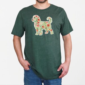 Maglietta con motivo Aussie Doodle, silhouette floreale Australian Doodle, schizzo botanico di cane, regalo per amanti degli animali ad acquerello, design floreale primaverile immagine 5