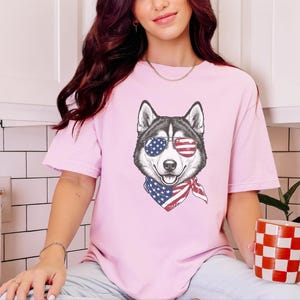 Comfort Colors Patriotic Husky Dog Shirt, Funny 4th of July Siberian Husky Tee, American Flag USA Dog Mom Shirt, Independence Day Siberian image 5