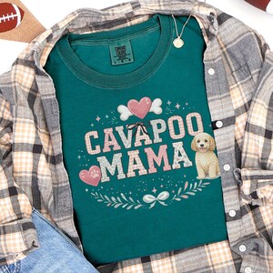 Comfort Colors Cavapoo Mom Shirt, Cavapoo Mama, Dog Owner Gift, Funny Canine Tee, Vintage Floral Doodle Graphic, New Dog Mom Present image 7