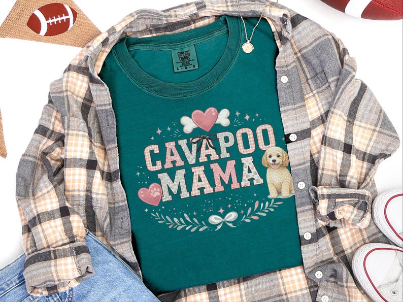 Comfort Colors Cavapoo Mom Shirt, Cavapoo Mama, Dog Owner Gift, Funny Canine Tee, Vintage Floral Doodle Graphic, New Dog Mom Present image 7