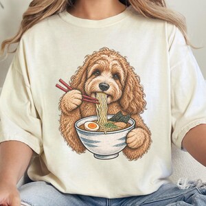 Camiseta de ramen para cockapoo, regalo para amantes de los fideos, camiseta de ramen para amantes de los perros, regalo divertido para dueños de cockapoo, camiseta de comida asiática imagen 5