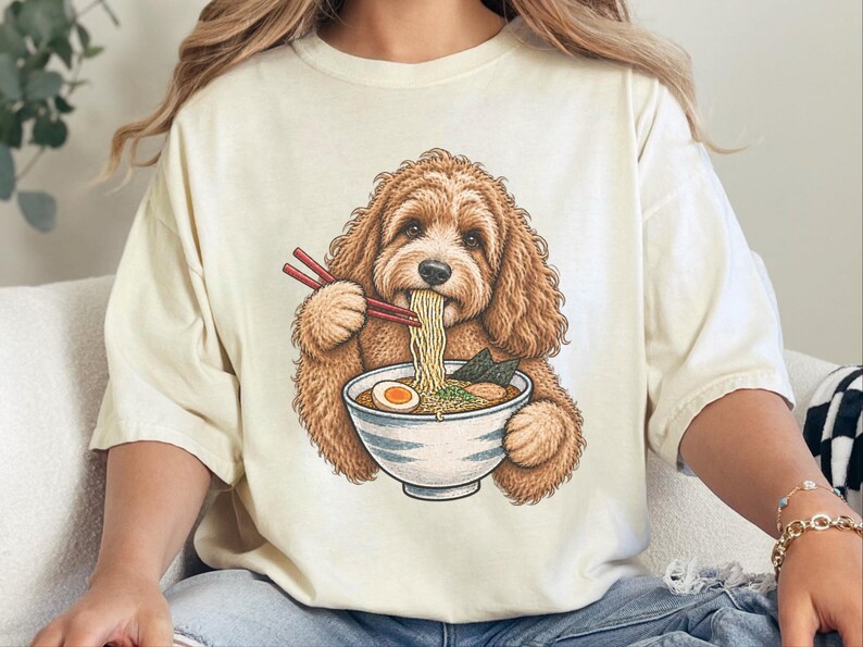 Camiseta de ramen para cockapoo, regalo para amantes de los fideos, camiseta de ramen para amantes de los perros, regalo divertido para dueños de cockapoo, camiseta de comida asiática imagen 5