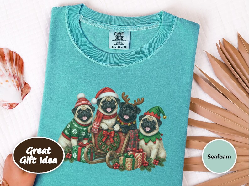 Christmas Pug Shirt, Pug Lover Gift, Holiday Dog Tee, Festive Puppy Sweatshirt, Christmas Pet Shirt image 9